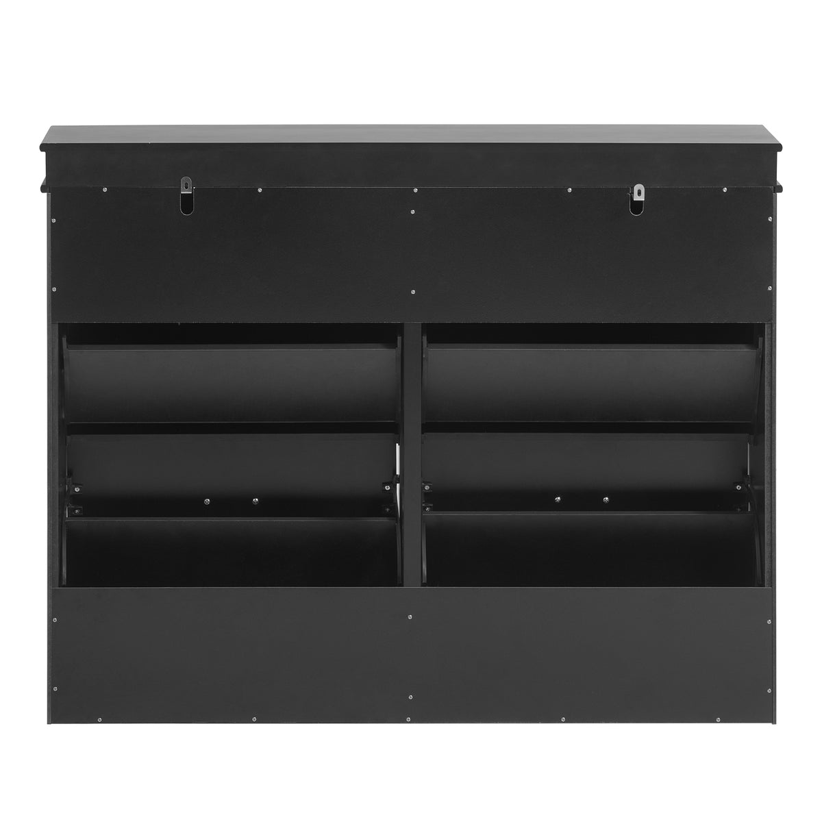 SoBuy FSR79-SCH Armoire à Chaussures 4 Abattants – Séparateurs Réglables, Dos Aéré, Certifiée FSC® – 105×24×83 cm, Noir