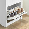 SoBuy FSR87-K-W Armoire à Chaussures 2 Abattants et Compartiment Ouvert – 60×24×110 cm, 50 kg, MDF E1, Blanc