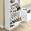 SoBuy FSR87-K-W Armoire à Chaussures 2 Abattants et Compartiment Ouvert – 60×24×110 cm, 50 kg, MDF E1, Blanc