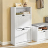 SoBuy FSR87-K-W Armoire à Chaussures 2 Abattants et Compartiment Ouvert – 60×24×110 cm, 50 kg, MDF E1, Blanc