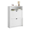 SoBuy FSR87-W Armoire à Chaussures 2 Abattants et Compartiment Ouvert pour Entrée Couloir – 80x24x110 cm, Blanc