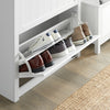 SoBuy FSR87-W Armoire à Chaussures 2 Abattants et Compartiment Ouvert pour Entrée Couloir – 80x24x110 cm, Blanc