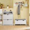 SoBuy FSR87-W Armoire à Chaussures 2 Abattants et Compartiment Ouvert pour Entrée Couloir – 80x24x110 cm, Blanc