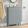SoBuy FSR89-HG Armoire à Chaussures 2 Abattants avec Tiroir, Slim 25 cm, 12 Paires – 80x25x108 cm, Gris