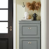 SoBuy FSR94-HG Armoire à Chaussures Slim 24 cm à 3 Abattants – 12 Paires – Dos Ventilé – Bois FSC – Gris