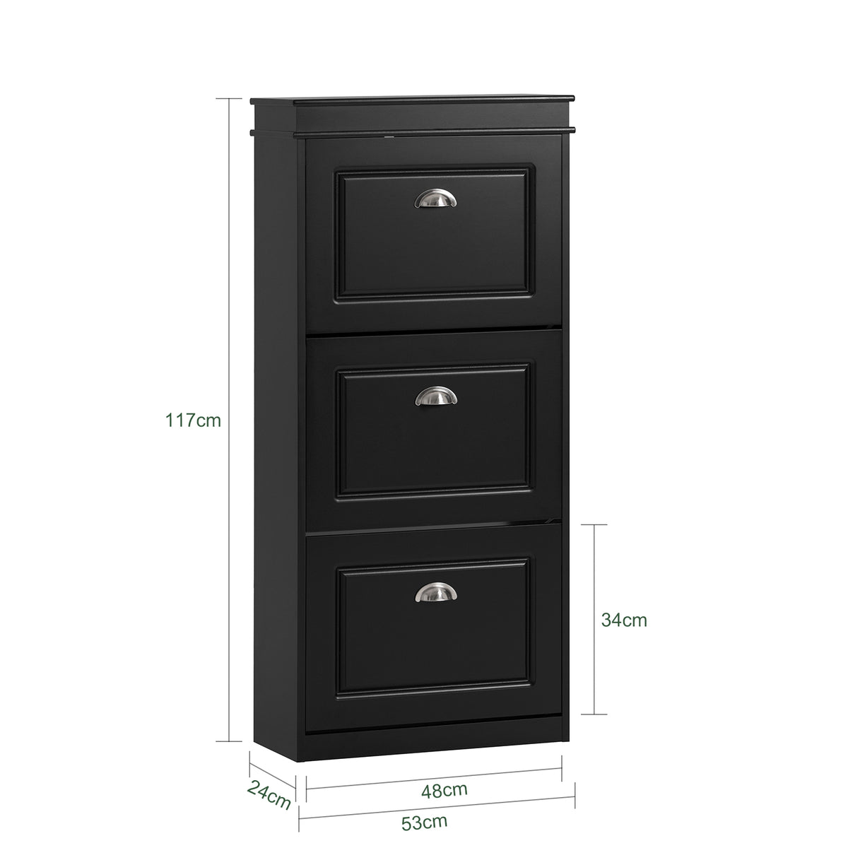 SoBuy FSR94-SCH – Armoire à Chaussures Slim 24 cm – 3 Abattants, 12 Paires – Noir Mat FSC®