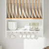 SoBuy KCR09-W Porte-Assiettes Mural avec Étagère et 7 Crochets – 11 Assiettes Ø35 cm, 64×24×71 cm, 10 kg, Blanc