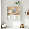 SoBuy KCR09-W Porte-Assiettes Mural avec Étagère et 7 Crochets – 11 Assiettes Ø35 cm, 64×24×71 cm, 10 kg, Blanc