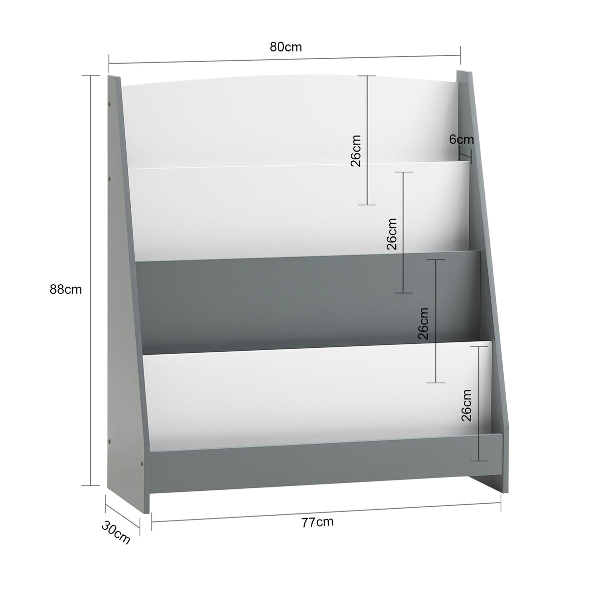 SoBuy KMB32-HG Étagère à livres pour enfants avec 4 compartiments de rangement pour les livres Gris