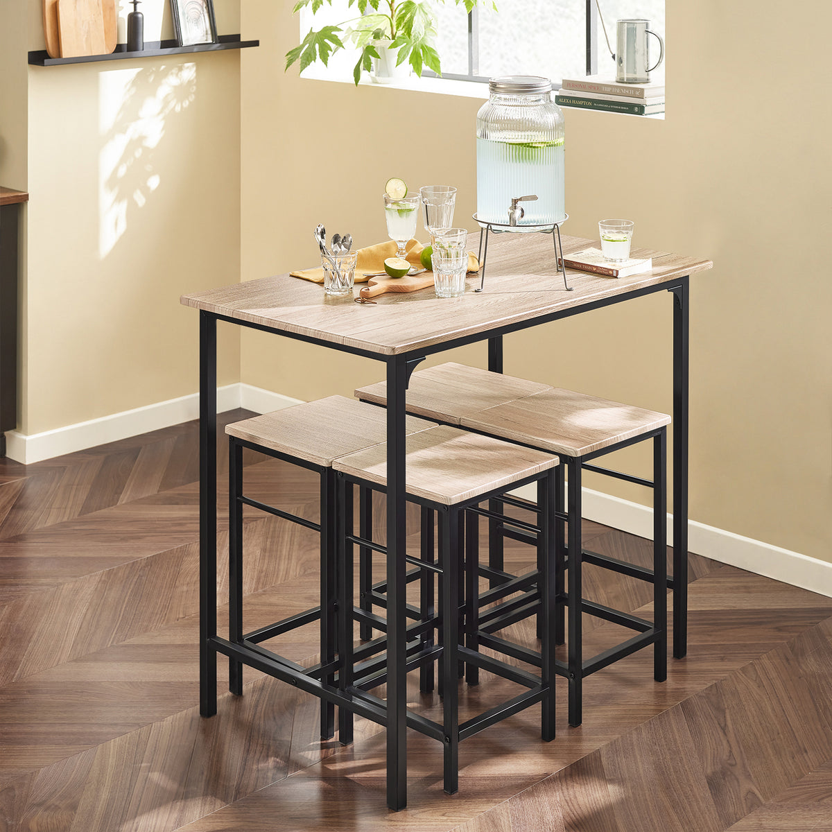 SoBuy OGT11-N Set de 1 Table + 4 Tabourets Ensemble table de bar bistrot