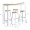SoBuy OGT22-WN Ensemble Table de Bar + 4 Tabourets – Table Haute 120 cm, Repose-Pieds, Tabourets Rangeables, Blanc