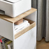 SoBuy ASK08-WN Caisson de Bureau Mobile – 1 Tiroir, 2 Compartiments, Plateau 40×50 cm – 40×50×65 cm, Blanc et Bois