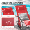 SoBuy OGS28-R Chaise Longue Transat de Jardin Bascule avec Appui-tête Réglable et Pochette latérale