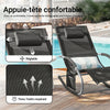 SoBuy OGS28-SCHx2 Lot de 2 Chaise Longue Transat de Jardin Bascule avec Appui-tête Réglable et Pochette latérale