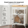 SoBuy FKW22-WN Desserte de Cuisine à Roulettes – Plan de Travail INOX, 1 Tiroir, 2 Portes, 60×45×92 cm, Blanc