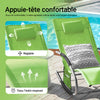 SoBuy OGS28-GRx2 Lot de 2 Chaise Longue Transat de Jardin Bascule avec Appui-tête Réglable et Pochette latérale