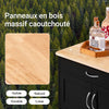 SoBuy FKW45-SCH Desserte de Cuisine sur Roulettes avec Casier à Vin – Plan de Travail Bois Massif, 1 Tiroir, 2 Portes, Noir, 67×38×86 cm