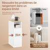 SoBuy FBT149-WN Table de Chevet Étroit 20 cm, 2 Tiroirs et Étagère – Table de Nuit Slim Gain de Place, Blanc Naturel