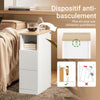 SoBuy FBT149-WN Table de Chevet Étroit 20 cm, 2 Tiroirs et Étagère – Table de Nuit Slim Gain de Place, Blanc Naturel