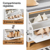 SoBuy FSR191-WN Banc à Chaussures avec Coussin Rembourré et 1 Abattant – 3 Compartiments, L60×P34×H55 cm, Charge 115 kg, Blanc et Naturel