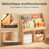 SoBuy KMB01-N Bibliothèque Enfant Montessori Naturelle – 3 Étagères, 2 Compartiments, 80 cm