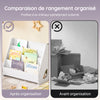 SoBuy KMB32-K-W Bibliothèque Enfant Montessori avec 4 Niveaux, Coins Arrondis et Dispositif Anti-Basculement – L70×P30×H60 cm, PB E1, Blanc