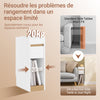 SoBuy FBT163-WN Table de Chevet Slim avec Tiroir, Plateau Amovible et Découpe pour Plinthe – L20×P35×H60 cm, Charge 20 kg, Blanc et Naturel