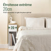 SoBuy FBT111-W Table de chevet étroite 20 cm avec tiroir design et étagère – Table de nuit slim blanche