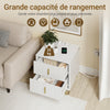SoBuy FBT115-E-W Table de Chevet avec Prise Intégrée 4-en-1 – 2 Prises, USB, Type-C, 2 Tiroirs, Poignées Dorées, Blanc