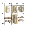 SoBuy KLS19-SCH Portant à Vêtements Mural 265cm, 4 Tringles et 4 Étagères MDF, Charge 120 kg, Fixation Murale et Sol – 265x48