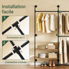 Prévente SoBuy KLS19-SCH Portant à Vêtements Mural 265cm, 4 Tringles et 4 Étagères MDF, Charge 120 kg, Fixation Murale et Sol – 265x48x220 cm, Industriel Noir