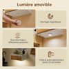 SoBuy FBT174-E-WN Table de Chevet Murale avec Lampe LED à Détection de Mouvement, 2 Tiroirs – Flottante, Blanc Naturel, 40×29,8×15,6 cm