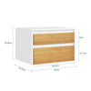 SoBuy FBT175-E-WN Table de Chevet Murale avec LED à Détection de Mouvement, 2 Tiroirs Push – Blanc/Naturel, 40×29,8×25,6 cm