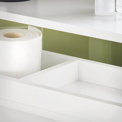 SoBuy BZR02-W Meuble Salle de Bain à Roulettes avec 2 Portes Coulissantes – L70×P20×H71 cm, Charge 30 kg, MDF E1, Blanc