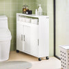 SoBuy BZR02-W Meuble Salle de Bain à Roulettes avec 2 Portes Coulissantes – L70×P20×H71 cm, Charge 30 kg, MDF E1, Blanc
