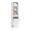 SoBuy BZR102-W Meuble Colonne de Salle de Bain avec Panier Linge, Armoire Haute en Bois, Placard de Rangement Étroit avec 3 É