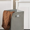 SoBuy BZR102-W Colonne Salle de Bain avec 3 Étagères et Sac à Linge Amovible – L45×P35×H171 cm, Charge 40 kg, Blanc