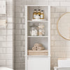 SoBuy BZR102-W Colonne Salle de Bain avec 3 Étagères et Sac à Linge Amovible – L45×P35×H171 cm, Charge 40 kg, Blanc