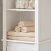 SoBuy BZR102-W Colonne Salle de Bain avec 3 Étagères et Sac à Linge Amovible – L45×P35×H171 cm, Charge 40 kg, Blanc