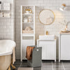 SoBuy BZR102-W Colonne Salle de Bain avec 3 Étagères et Sac à Linge Amovible – L45×P35×H171 cm, Charge 40 kg, Blanc