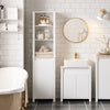 SoBuy BZR102-W Colonne Salle de Bain avec 3 Étagères et Sac à Linge Amovible – L45×P35×H171 cm, Charge 40 kg, Blanc