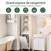 SoBuy BZR102-W Colonne Salle de Bain avec 3 Étagères et Sac à Linge Amovible – L45×P35×H171 cm, Charge 40 kg, Blanc