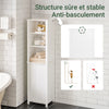 SoBuy BZR102-W Colonne Salle de Bain avec 3 Étagères et Sac à Linge Amovible – L45×P35×H171 cm, Charge 40 kg, Blanc