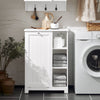 SoBuy BZR105-W Meuble Salle de Bain avec Panier à Linge et 3 Étagères – L60×P37×H86 cm, Charge 70 kg, MDF E1, Blanc