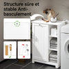 SoBuy BZR105-W Meuble Salle de Bain avec Panier à Linge et 3 Étagères – L60×P37×H86 cm, Charge 70 kg, MDF E1, Blanc