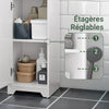 SoBuy BZR109-W Meuble Colonne Salle de Bain 170 cm Slim 30 cm 2 Portes Étagères Réglables Tiroir Anti-Basculement – Blanc