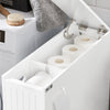 SoBuy BZR111-W Meuble WC Étroit 20 cm sur Roulettes – Rangement Papier Toilette, 2 Tiroirs, Blanc