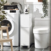 SoBuy BZR111-W Meuble WC Étroit 20 cm sur Roulettes – Rangement Papier Toilette, 2 Tiroirs, Blanc