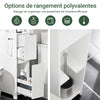 SoBuy BZR111-W Meuble WC Étroit 20 cm sur Roulettes – Rangement Papier Toilette, 2 Tiroirs, Blanc
