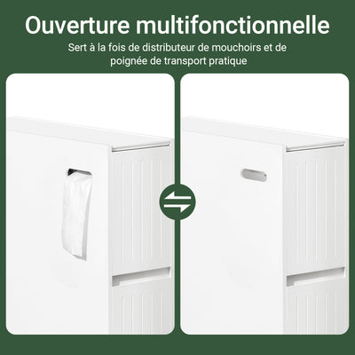 SoBuy BZR111-W Meuble WC Étroit 20 cm sur Roulettes – Rangement Papier Toilette, 2 Tiroirs, Blanc